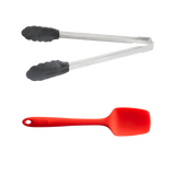 Essential Utensil Bundle: High Heat GIR Silicone Spoonula + Vollrath Stainless Steel Tongs